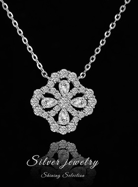 四叶草吊坠纯银2025新款设计感百搭不掉色简约轻奢高级感莫桑项链