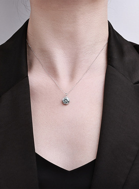 2克拉莫桑石s925通体纯银项链2025款高级感百搭锁骨链不掉色吊坠