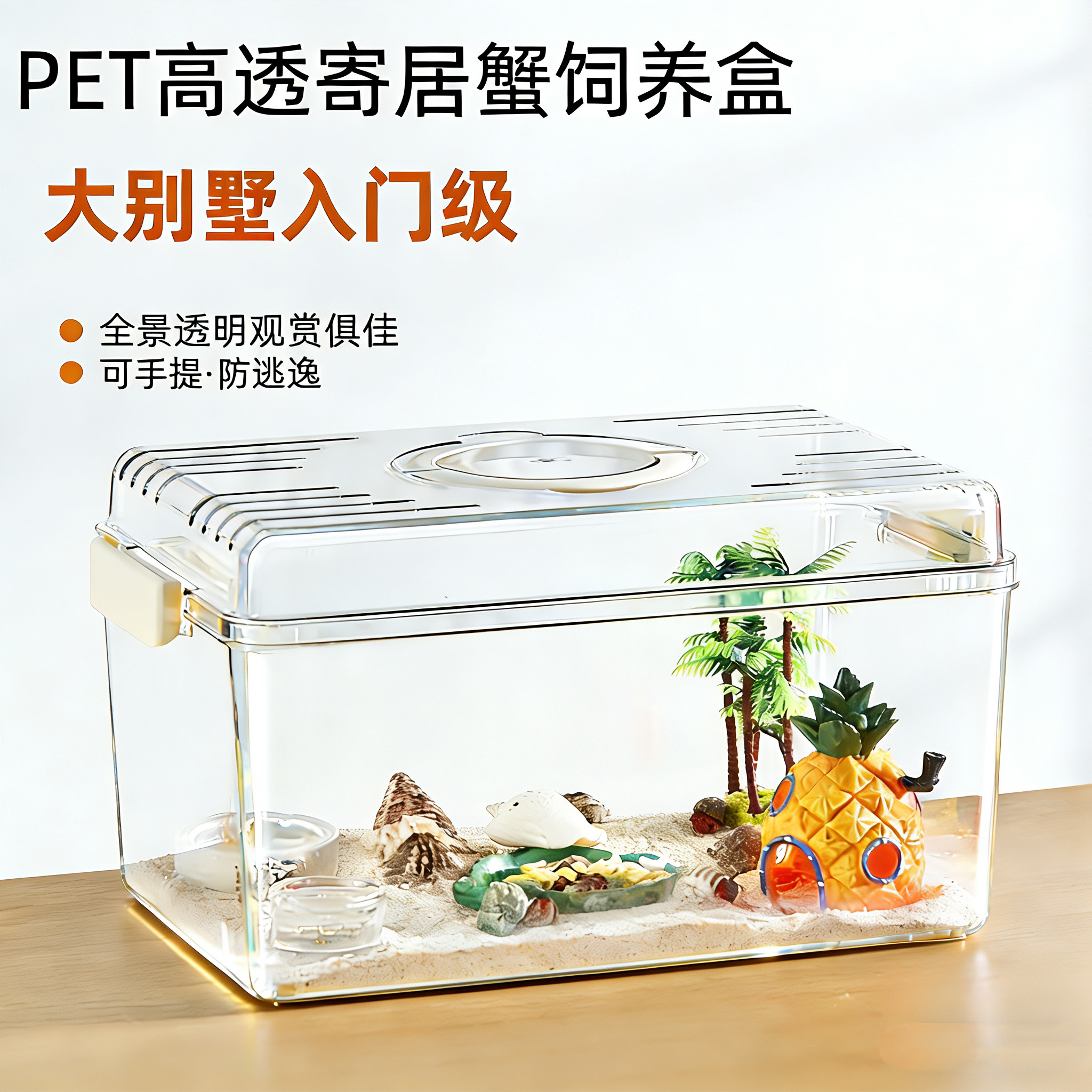 寄居蟹豪华别墅可手提高透饲养缸寄居蟹养殖套装寄居蟹饲养套装