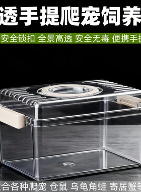 爬宠饲养箱甲虫饲养盒寄居螃蟹守宫乌龟蛇蛙饲养箱仓鼠手提外带笼