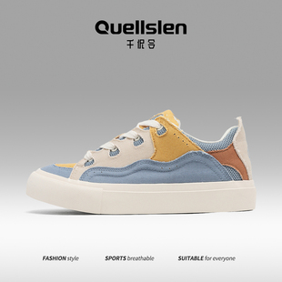 国潮复古2025新款板鞋顽刻小众拼接帆布鞋滑板面包鞋小众复古男鞋