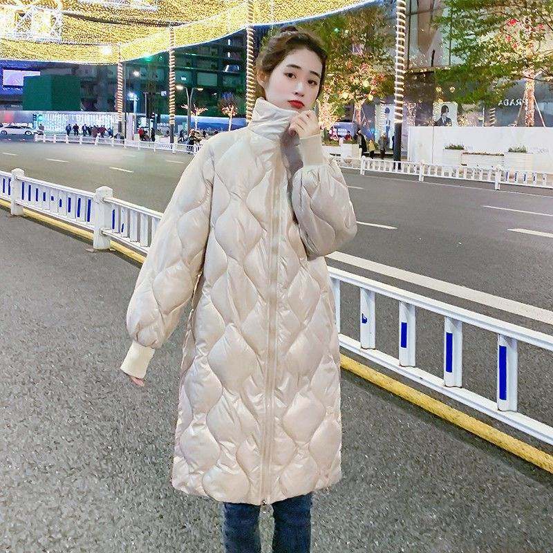 羽绒棉衣女中长款立领2026新款冬季韩版亮面小个子过膝棉服外套潮
