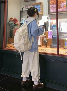 可爱学院风直筒裤女显瘦九分灯芯绒日系灯笼裤软妹休闲裤韩版学生