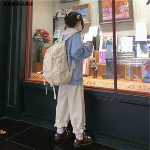 可爱学院风直筒裤女显瘦九分灯芯绒日系灯笼裤软妹休闲裤韩版学生