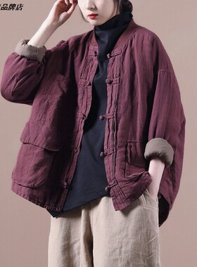 棉袄棉服夹棉衣女外套ins盘扣女大码复古新款女2026冬季潮女装女