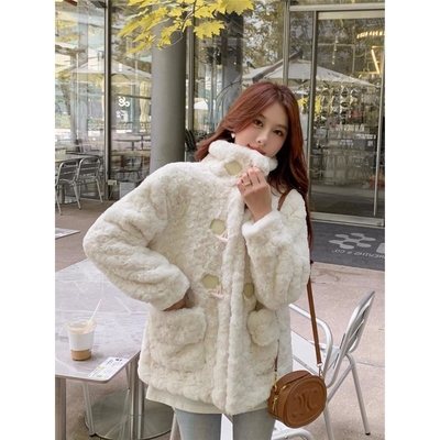 秋冬2025皮草外套女小个子宽松立领网红爆款獭兔毛洋气百搭年轻款