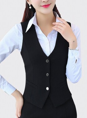 女新款马夹短款套装马甲背心修身女职业工装小春秋韩版酒店西装女