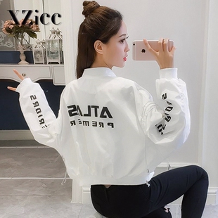 2026春秋新款潮牌韩版字母印花宽松港味chic棒球服短款夹克外套女