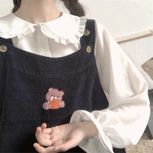 内搭软妹长袖韩版学生lolita上衣宽松娃娃领雪纺秋季衬衫可爱少女