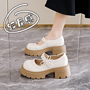 不累脚一脚蹬厚底单鞋 百搭蝴蝶结英伦风小皮鞋 2026新款 玛丽珍女鞋
