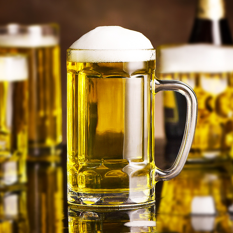 带把手玻璃啤酒扎啤杯泡茶水杯子