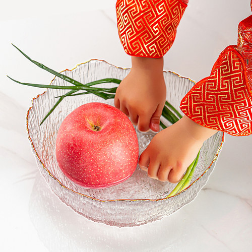 净手礼盆宝宝一周岁抓周净手盆周岁礼透明玻璃洗手盆周岁宴食福碗