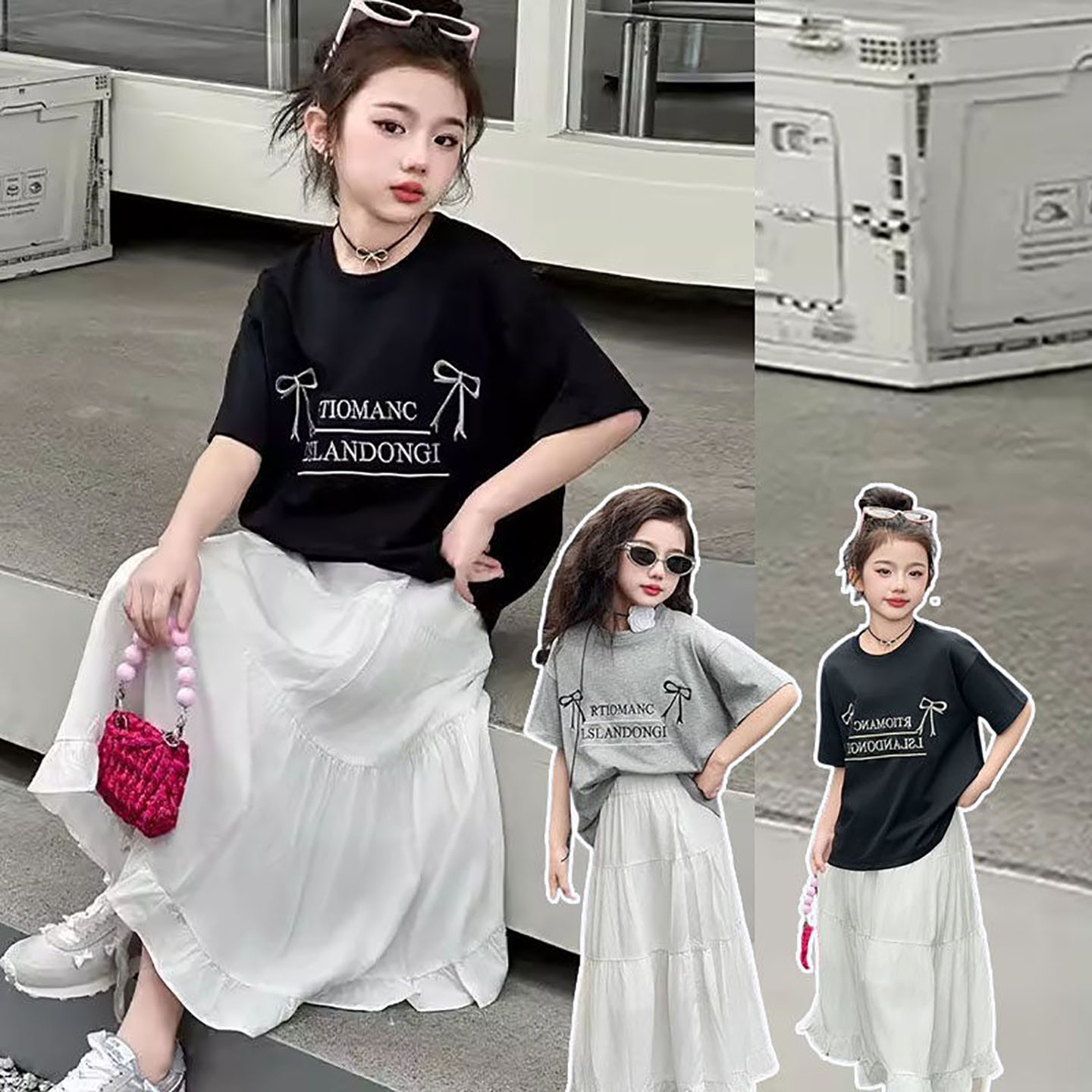女童夏季裙子薄款休闲长裙两件套