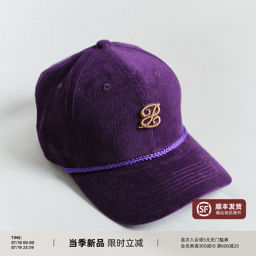 PYFZ纯棉灯芯绒深紫色鸭舌帽