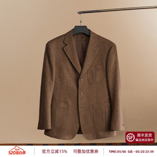 平圆方中英伦风复古毛呢西服