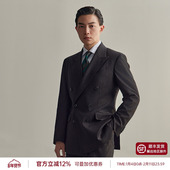 套装 男士 黄金线戗驳领双排扣套装 平圆方中重磅商务条纹西装