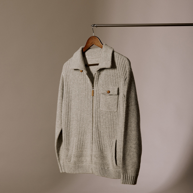 平圆方中50%羊毛针织衫毛衣男
