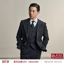 正式 商务结婚正装 婚礼西服三件套 男套装 平圆方中商务通勤西装