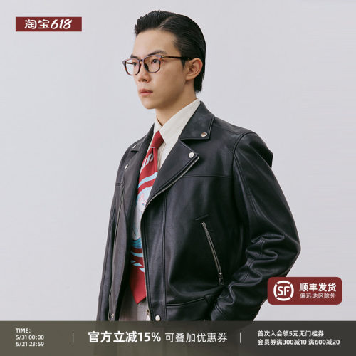 平圆方中美式翻领机车夹克外套