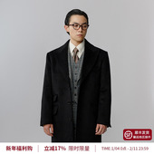 平圆方中25年戗驳领柴斯特毛呢大衣中长款 50%羊毛 风衣外套男