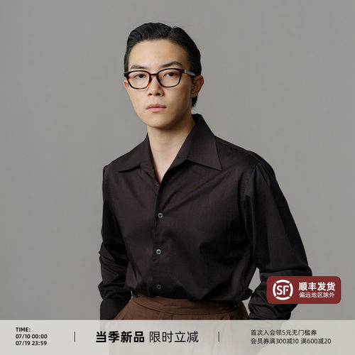 商务休闲黑色长袖衬衫男抗皱衬衣