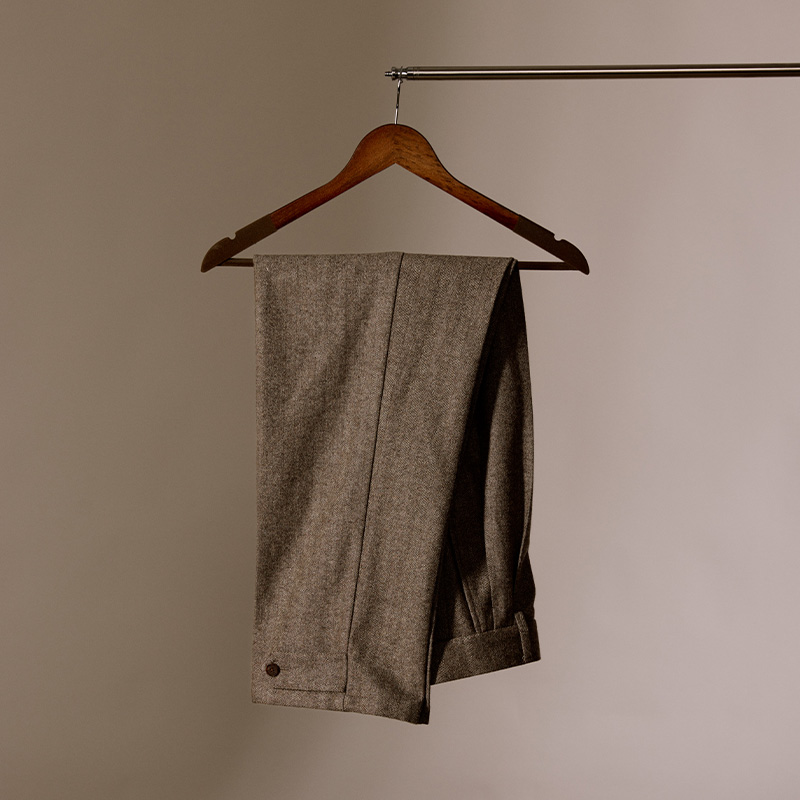 平圆方中50%羊毛高腰西裤西装裤