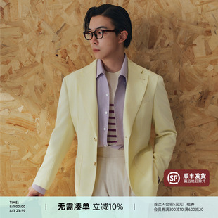 【黄色斜纹刺绣单西】PYFZ平驳领轻薄款休闲西装男士夏季新款西服