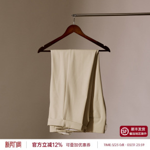 透气男休闲裤 平圆方中双褶好莱坞裤 男直筒西裤 羊毛混纺犀牛褶