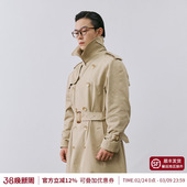 经典 2025双排扣休闲插肩袖 中长款 秋冬新款 大衣外套 战壕风衣男