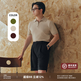 【拉链开衫POLO衫男】PYFZ夏季休闲针织短袖T恤休闲轻薄翻领半袖