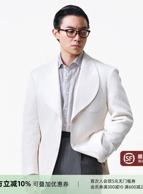 【意式薄胸衬】PYFZ白色青果领西装外套宴会礼服新郎结婚西服男款