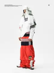 Vanguardia Sagging West Coast Style Sports Three-Waistband Patchwork Red Pure Cotton Loose Long Pants Sweatpants