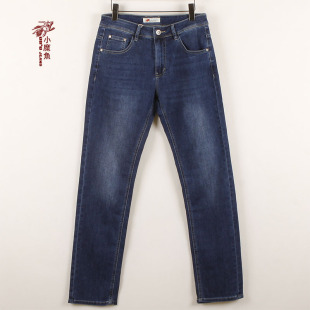 小魔鱼专柜正品 340149M04A绣花直脚春夏弹力宽松水洗男直筒牛仔裤