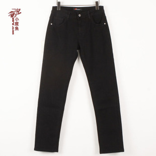 弹力宽松直筒黑男牛仔长裤 小魔鱼专柜正品 339877M04A绣花直脚春季
