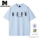HEOAR短袖 男女纯棉字母签名情侣宽松美式 休闲夏季 MEDM 半袖 上衣潮