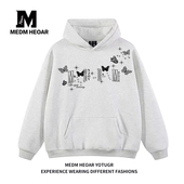 休闲宽松秋冬套头连帽衫 MEDM HEOAR潮牌连帽卫衣男女情侣美式 上衣