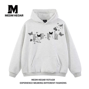 上衣 休闲宽松秋冬套头连帽衫 MEDM HEOAR潮牌连帽卫衣男女情侣美式
