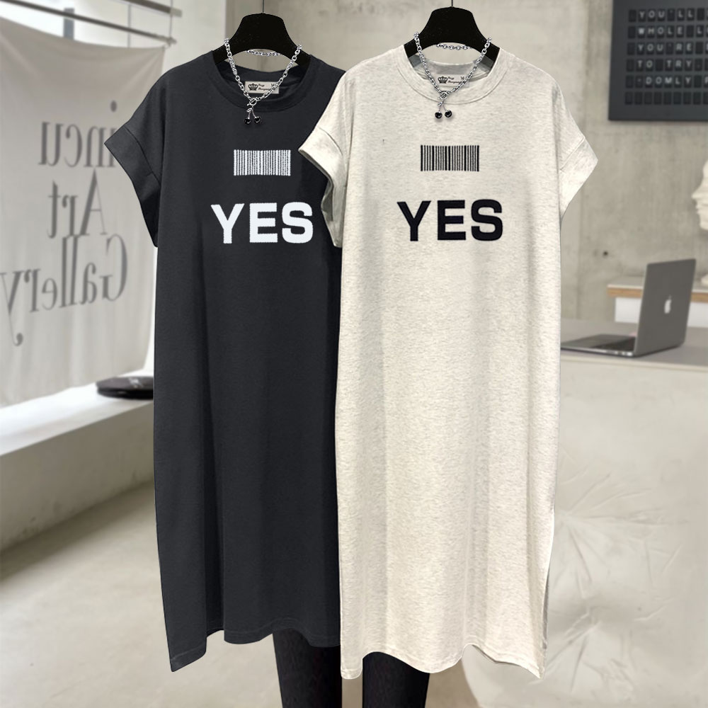 中长款简约字母宽松短袖t恤