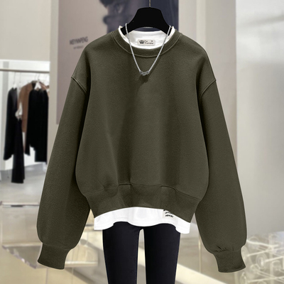 纯色宽松长袖卫衣圆领