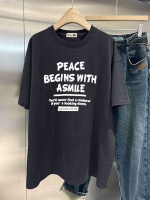 中长款短袖t恤韩版灰色夏季