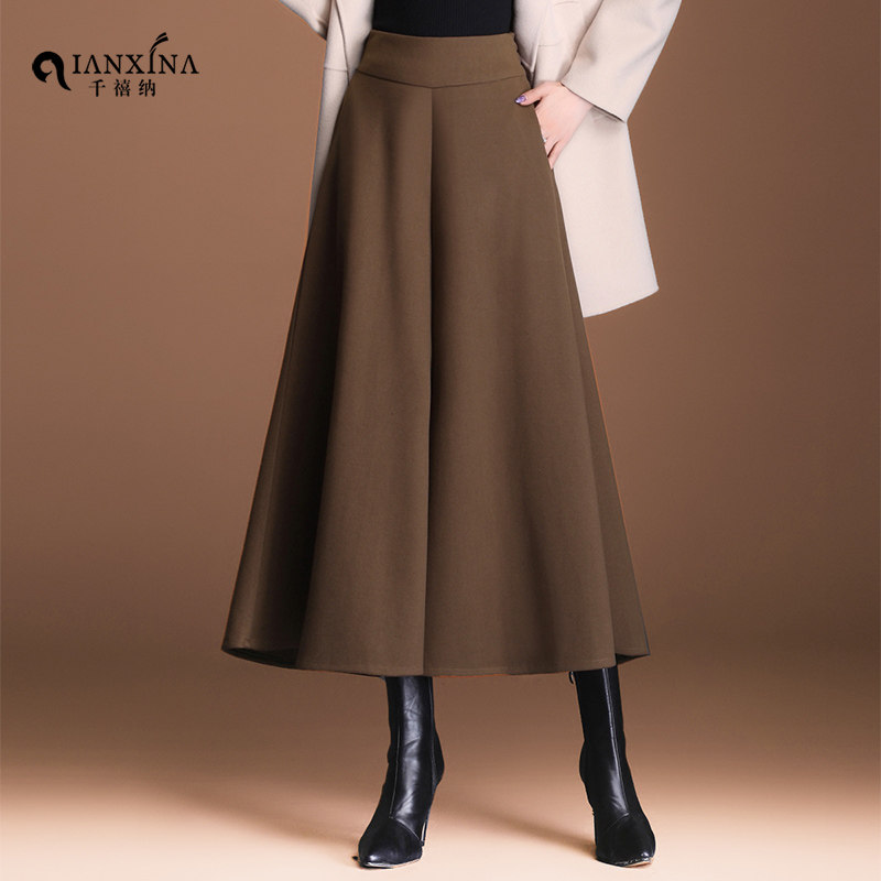 毛呢裤子女冬高腰宽松裙裤显瘦气质大码宽松阔腿裤百搭洋气八分裤