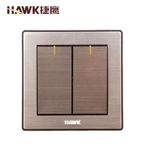正品捷鹰86墙壁开关 晶锐酒红色二开双控