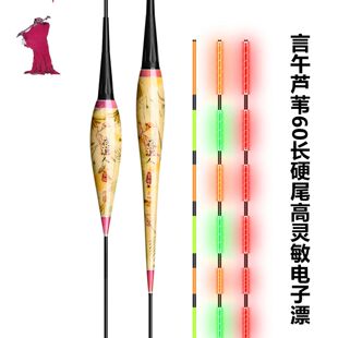 言午作芦苇夜光漂夜钓漂日夜两用60长冷光硬尾高灵敏黑坑电子鱼漂
