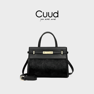 【专柜】Cuud2026冬季毛毛包女士手提斜挎包大容量真皮晚宴马毛