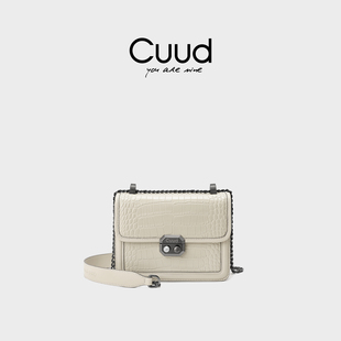 [通勤ol]Cuud单肩包女2026新款斜挎包牛皮女包鳄鱼纹链条包小方包