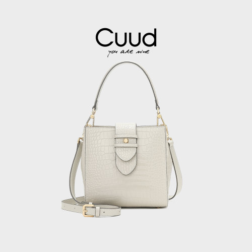cuud牛皮女包鳄鱼纹水桶包