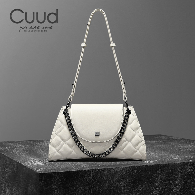 【专柜】cuud包包2026新款潮菱格高级质感小众白色腋下单肩斜挎包