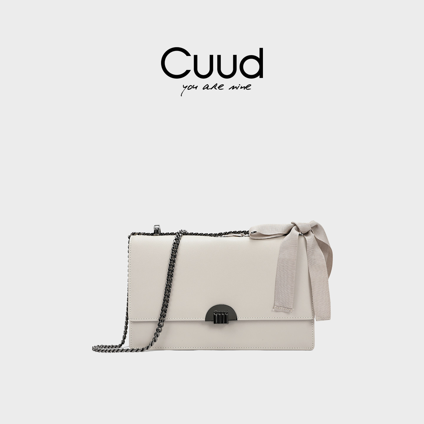 情人节礼物Cuud包包女2026冬季款时尚百搭ol链条斜挎包小众白色包