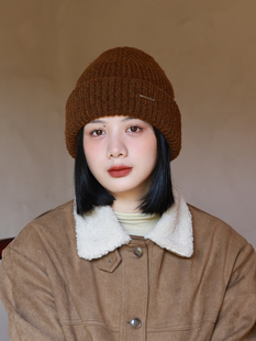 【呢喃】秋冬百搭休闲小标毛线帽尖尖顶针织帽护耳保暖女士学生韩