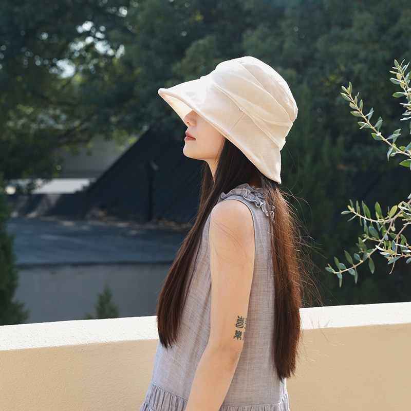 油画感自带珠光细闪 桑蚕丝装饰带渔夫帽女夏防晒遮阳显脸小盆帽